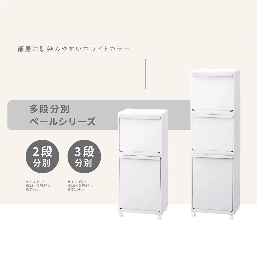ホワイト 3段ごみ箱 Amazon｜ゴミ箱 多段分別 3段 キャスター付き ホワイト｜フタ
