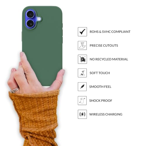 Image of SPRIG Compatible with iPhone 16 Premium SilkTone (Liquid Silicone) Back Cover Drop Tested Shock Proof Mobile Case for Men, Women, Boys and Girls with Camera Protection (Forest Green)