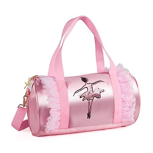besbomig Bolsa de Ballet Baile Niña, Bolso de Hombro Danza Deportivo de Niña, Bolsa Bandolera Deporte Pequeña Infantil, Lindos Bordado Mochila para Guardar Zapatillas Ropa de Ballet, Rosado 1