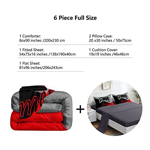 Rowadalo 6 Pieces Gaming Bedding Set For Boys Teen Gamer Comforter Set Full Size ,Game Controller Comforter For Boys Kids Adult 3D Gamepad Microfiber Bedding Sets 5 Pieces Bed In A Bag Set H5003,Full #TOP3