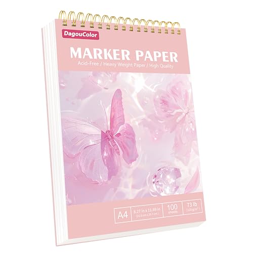 DagouColor Papier Marqueurs D'alcool, A4, 1 Pack, 100 Feuilles(200 Pages) Coussinet Dessin L'épreuve Anti - fuite, Double-côté sans Acide Spirale Livre de Croquis Artistes Enfants Adultes