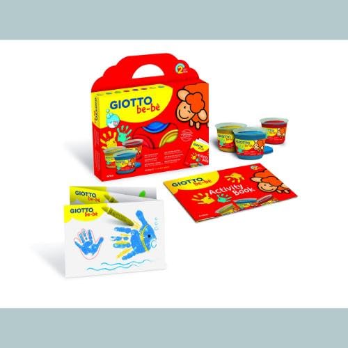 GIOTTO be-bè Fingerfarben Set 3 Grundfarben Box mit Aktivitätsbuch super waschbar ideal für Kinder