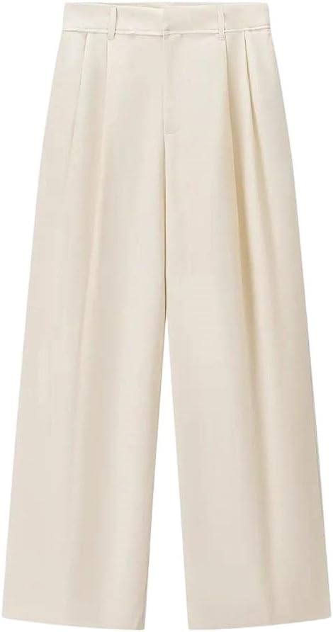 Women's Pleated Wide-Leg Retro High-Waisted Zipper Pants