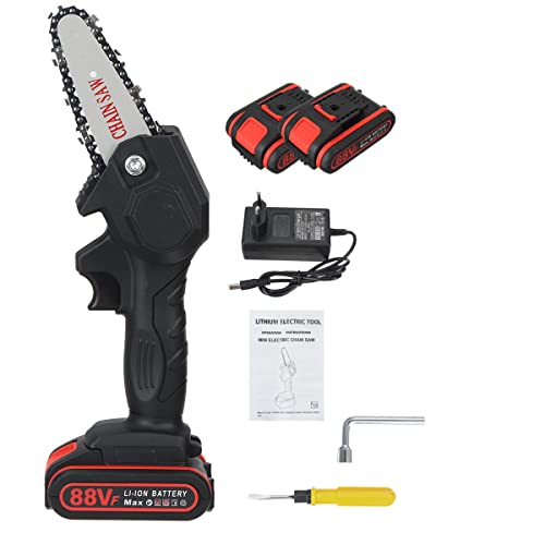 Cordless Mini Chainsaw, Electrical Saw Wood Saw Power Chain Saws Portable Handheld Rechargeable for Trimming Wood Cutting Shears Pruning Logging Gardening Courtyard Household (Negro) Cover