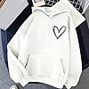 hoodies for women uk Pullover Hoodies for Women UK 2025 Printed Long Sleeve Solid Colour Sweatshirts Autumn Winter Versatile Outdoor Hooded Jumper Ladies Oversized Casual Baggy Hoodie (White-a, S) #2