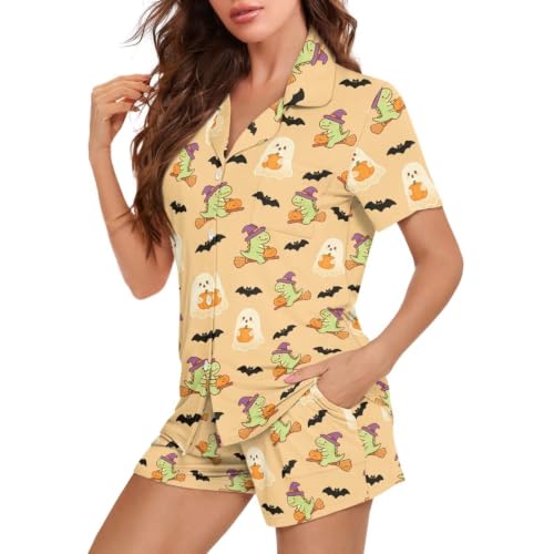 Image of Women's Short Sleeve Sleepwear Pajamas Nightwear with Pockets