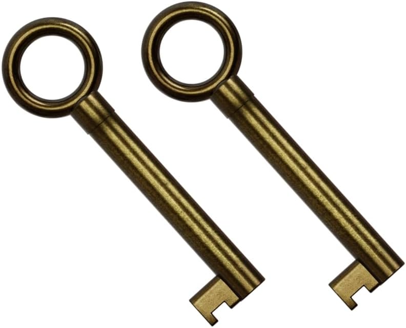 KY-13 Skeleton Key, Antique Brass Plated Hollow Barrel Skeleton Key, Perfect Key Replacement for Antique Vintage and Modern Furnitures (2 PCS)