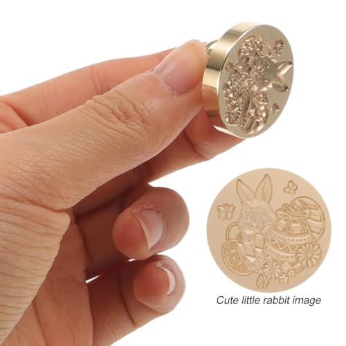 EXCEART Ersatzstempelkopf aus Metall für Osterwachssiegel mit Hasen und Eiern Design als Briefverschluss für traditionelle Geldumschläge im Vintage Stil mit Ofen Briefmarke Funktion