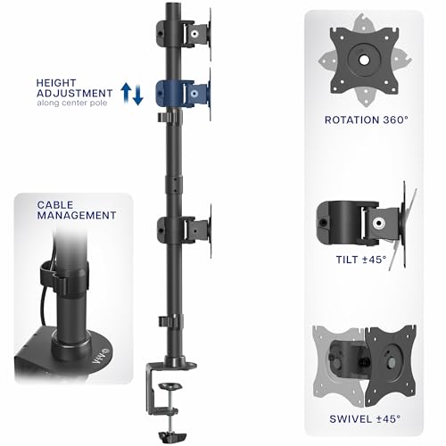 Image of VIVO Dual Monitor Desk Mount Stand with Height Adjustment and VESA Plates for 2 LCD Ultrawide Screens up to 34 inches, Stacked Array, STAND-V002R