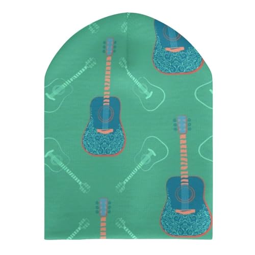 Guitar and Musical Notes Pattern Kids Beanie Hat for for Girls Boys Children Cap Winter Knitted Chemo Cancer Headwear Accessories Gifts Decoration3