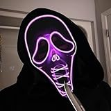 ROMINVIC Ghost Face Mask,Halloween LED Screm Mask Scary Skull Mask Horror Full Head Masque Decorations Costume Creepy Cosplay