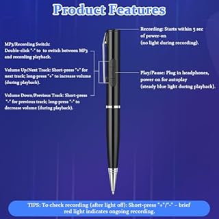 Ainiv 64GB Registratore Vocale, Registratore Audio HD con Lettore di Schede, Registrazione Penna a Forma di Penna per Lezioni, Riunioni, Classi, Digitales Diktiergerät, Voice Recorder Diktiergerät