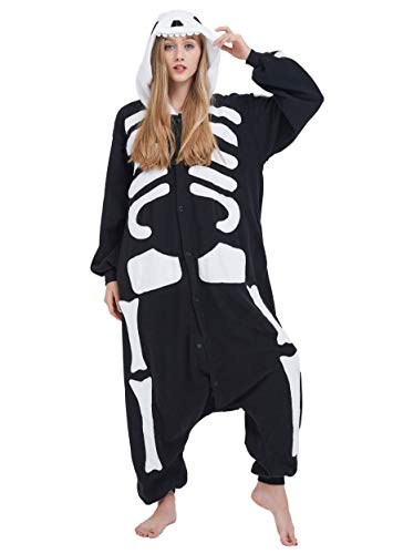 Kigurumi Pijama Animal Entero Unisex para Adultos con Capucha Cosplay Pyjamas Esqueleto Ropa de Dormir Traje de Disfraz para Festival de Carnaval Halloween Navidad Cover