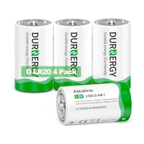 DURNERGY D Batteries 4 Pack,LR20 1.5v D Batteries,Size D Batteries Alkaline Cover