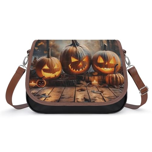 Sacoche en cuir citrouilles d'Halloween contre la pluie pour femme