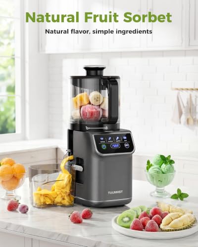 Image of TUUMIIST 3-in-1 Cold Press Juicer Machine, Smart Touch Masticating Juicers for Whole Fruit & Vegetable, 6.5 inch Wide Chute Slow Juicer for Nut Milk & Sorbet, High Yield, Easy Clean (Gun Grey)