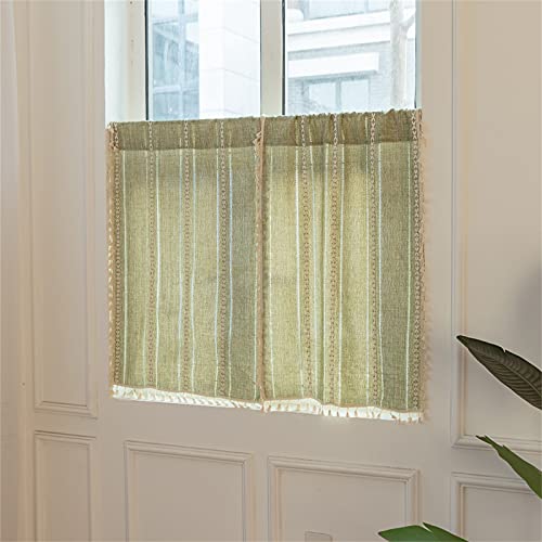 2 Stück,Leinenvorhänge,Kurze Küchenvorhänge,Quasten-Design,romantisch...