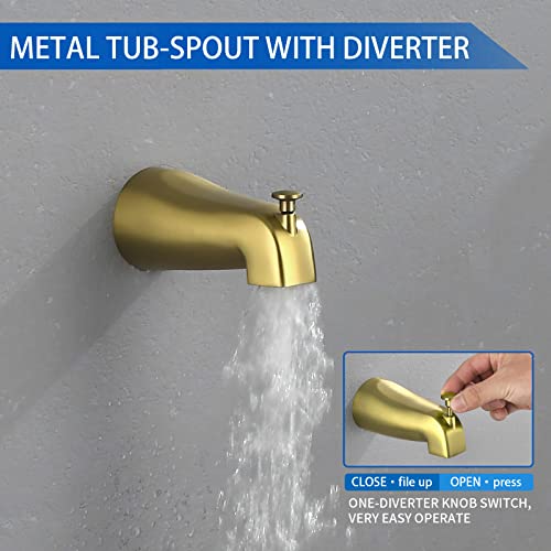 Dual Shower Faucet Set With Tub Spout Tub And Shower Faucet Set Complete Dual Shower Head And Handheld Combo Shower System With Tub Spout Tub And Shower Trim Kit Brushed Gold #TOP4