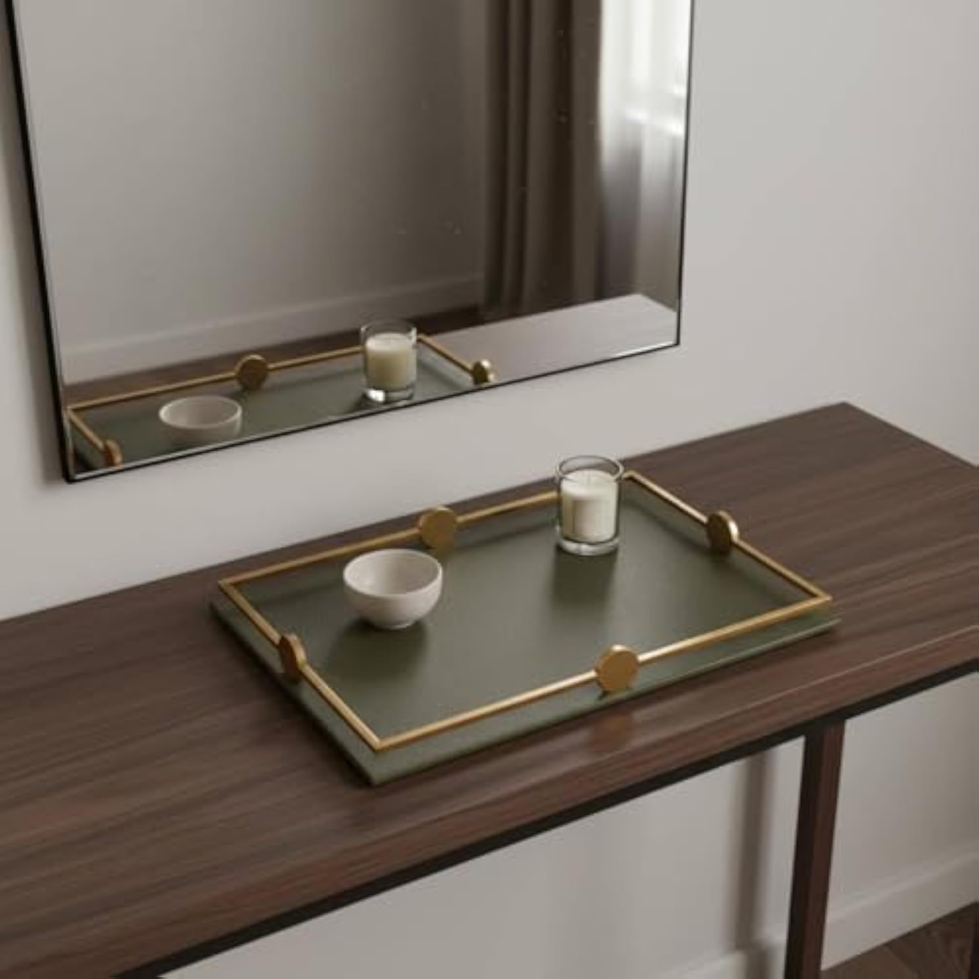 Multipurpose Leather Serving Tray, Elegant Design