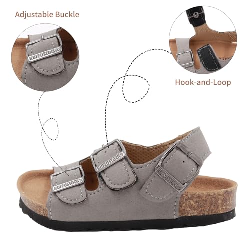 Image of Kid Sandals Boys Girls Comfort Cork Footbed Summer Slides Sandals Toddler Adjustable Buckle Slip-On Sandal Open Toes Casual Flat for Little Kid /Big Kid