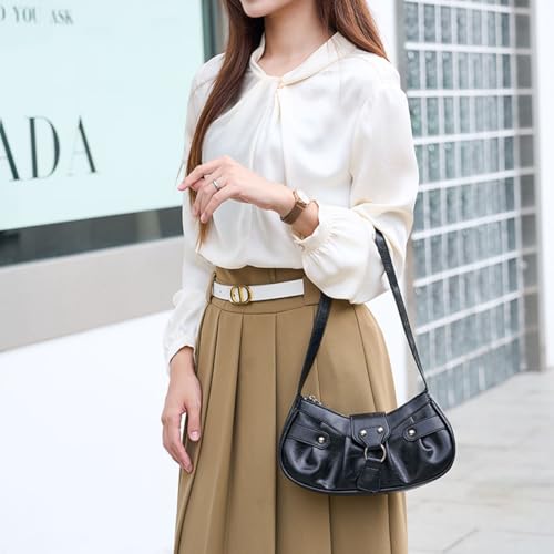 Image of Women's Y2K Purse Shoulder Bag Top Handle Handbag Small Punk Hobo Clutch Purses Bags Trendy Trendy Leather Buckle Punk Purses