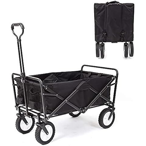 220 lbs Capacity Folding Wagon, Utility Garden Cart Collapsible with Wheels for Out...