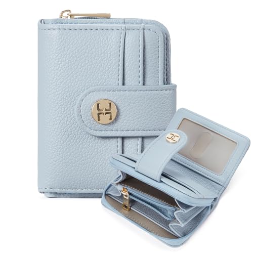 Image of Telena Small Wallet Women RFID Blocking Bifold Card Holder Leather Wallets with Zipper Coin Pocket Blue