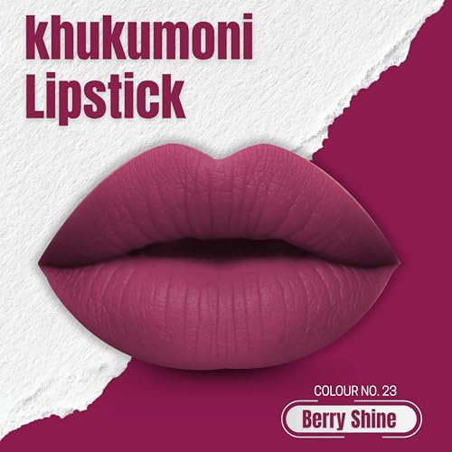 Image of Khukumoni Liquid Lipstick for Women | Waterproof, Smudge Proof & Long Lasting, Daily Wear | Shade Berry Shine 5ml