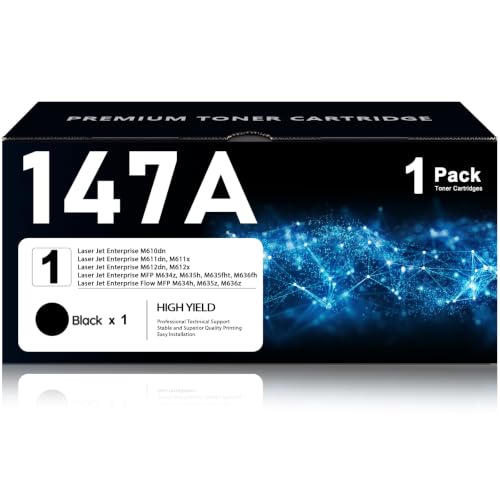 Image of Compatible with HP 147A Black Toner Cartridge W1470A , 1-Pack | High yield , for LaserJet Enterprise M610dn /M610n /M611dn /M611x /M612dn /M612x /MFP M634 M635 M636 Series Printers; With Chip
