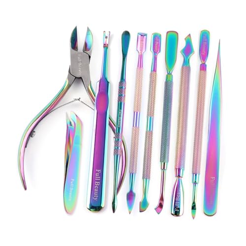 SOESFOUFU Nail Art Tool Kit Electroplated Nail Cuticle Pusher Cuticle Cleaner Portable