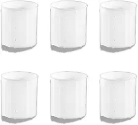 Conjunto de 6 Formas para Queijo Minas Frescal e Ricota, Polietileno Branco, 500g, com Tela Rígida e Furos Laterais, 112x99x99mm