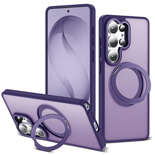 Image of for Samsung Galaxy S26 Ultra Case with 360Rotatable Magnetic Ring Stand Compatible with Mag-Safe Military Protection Matte Translucent Phone Case for Galaxy S26 Ultra 6.9 inch,Dark Purple