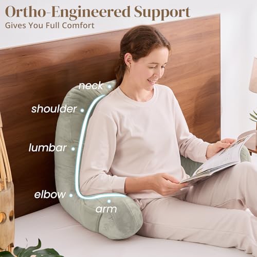 Image of Sasttie Reading Pillow for Bed, Back Pillow for Sitting Up, Linen