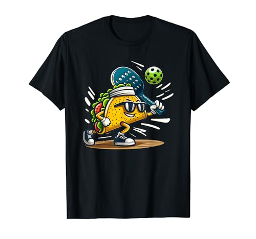 Taco Playing Pickleball Mexican Cinco De Mayo Kids Women Men T-Shirt