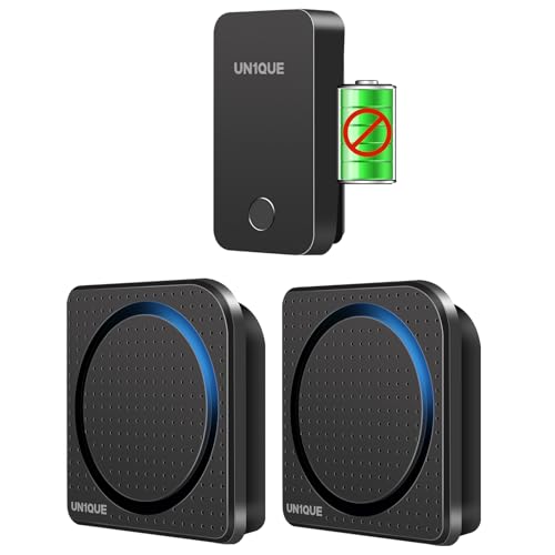 UN1QUE Wireless Door Bell for Home, Self-Powered Battery Free Cordless Calling Bell-1000ft Range with 38 Chimes,LED Light,4 Levels Volume UB521 discount deal