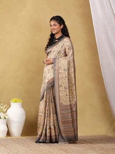 Image of Garden Vareli Pashmina Saree With Unstitched Blouse Piece