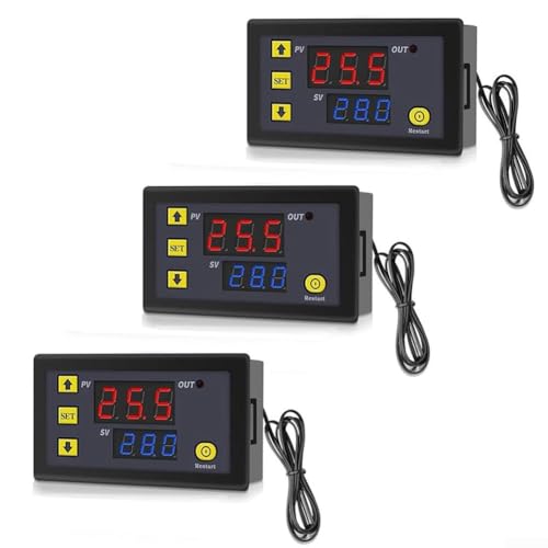 3 Stück W3230 Digitaler Temperaturregler für effizienten Betrieb in Heiz- und Kühlsystemen (12 V)