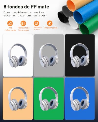 Miniatura 6 de Duclus Caja De Luz Fotográfica 80x80cm, Profesional Plegable Estudio Fotográfico Con 3 Paneles De Luz Led Ajustable Y 5600k Stepless Dimming, 6 Mate Pp Fondos Para Fotografía De Productos Fotobox