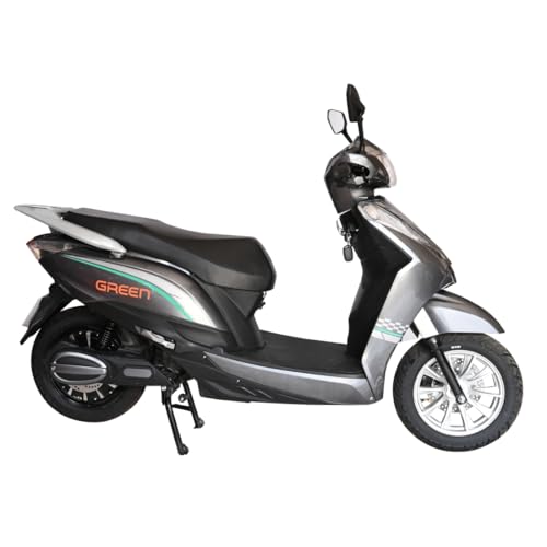 Image of Green Elaan Low Speed Electric Scooter Non RTO 60KM Range Grey with Portable Charger