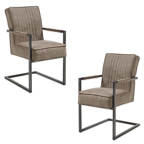 LINDA Schwingstuhl 2er Set mit schwarzem Metallgestell und Microfaser Bezug, Taupe - Bequemer Freischwinger Stuhl für Esszimmer & Küche - 51,5 x 92 x 70 cm (B/H/T) LINDA Schwingstuhl 2er Set mit schwarzem Metallgestell und Microfaser Bezug, Taupe - Bequemer Freischwinger Stuhl für Esszimmer & Küche - 51,5 x 92 x 70 cm (B/H/T)