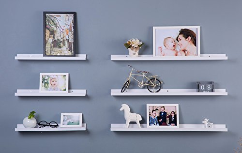 image for O&K Furniture Picture Ledge Wall Shelf Display Floating Shelves (White