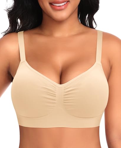 Image of Wireless Sewn in Padded Bras for Women Comfortable Full Coverage Bralettes No Underwire Everyday Tshirt Bra