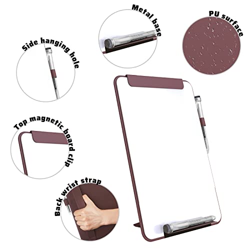 Towon Glass Whiteboard Small Portable, Dry Erase Board Stand Desk With Pu Cover, Travel White Board With Magnetic Clip For Office, Homeschooling Supplies, 13.5 X 8.5 Inches, Claret #TOP5