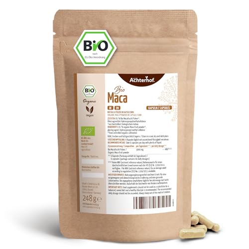 Capsule di Maca bio 400 pezzi | confezione di ricarica | altamente dosate con 3000 mg di polvere di Maca per dose giornaliera | vegane | 100% pura radice di Maca dal Perù | vom Achterhof