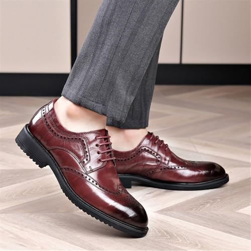 YZABEL Men's Classic Patent Leather Oxfords Shoes, Printed Lace Up Pointed Toe Dress Shoes, Comfortable Lightweight Formal for Formal Business Wedding2