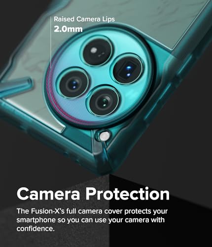 Image of Ringke Fusion-X Compatible with OnePlus 12 5G Case Cover Transparent Hard Back Soft Flexible TPU Bumper Scratch Resistant Shockproof Protection OnePlus 12 Back Cover - Turquoise Green