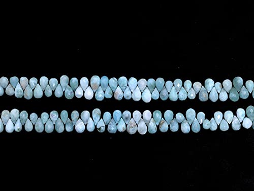 Naturalne koraliki w kształcie łezki larimaru, kamień szlachetny 7 x 5 mm krople briolette, pasmo 20 cm, rzadki dominikański larimar półszlachetny luźne koraliki