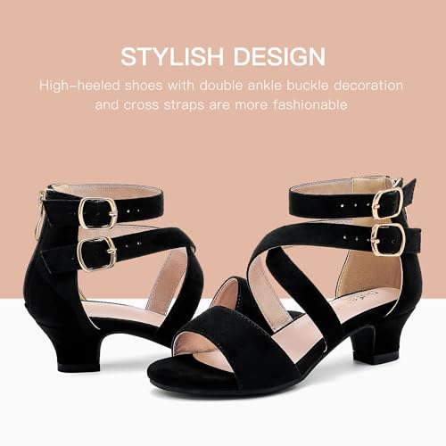 Dufannie Toddler Little Big Kid High Heels Flower Girls Party Dress Shoes Glitter Pump Sandals4