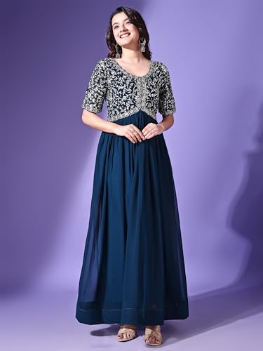 Image of Fashion Basket Georgette Embroidered Anarkali Dress for Women