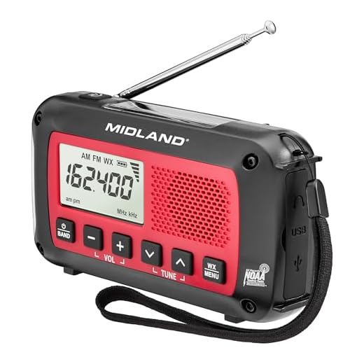Midland – ER40 – Emergency Crank Radio – Solar Panel and Hand Crank – SOS Strobe Flashlight – NOAA Weather Alert Radio – Digital AM/FM Radio with Clock - Rechargeable Battery